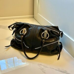 B Makowsky Black Leather Shoulder/Crossbody Bag